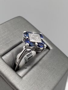 White Gold Sapphire Diamond Ring-image