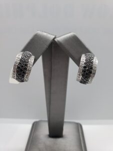 White Gold Black & White Diamond Earrings-image